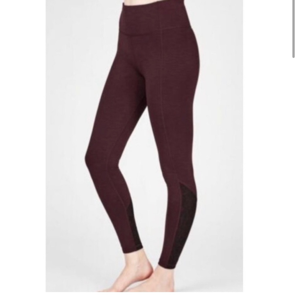 SWEATY BETTY Super Sculpt Full Length Leggings Burgundy Black Rose Print